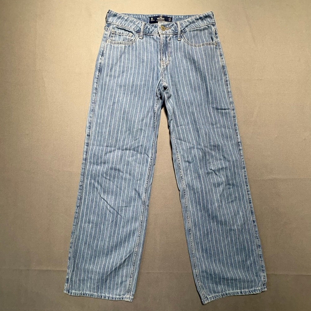 Hollister Low Rise Vintage Baggy Pinstripe Jeans Blue White 3R W26 L32 Cotton